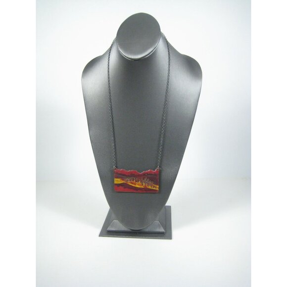 Frances Stikine 2 Necklace Abstract Enamel Pendant 25 in Bib Vintage - Picture 6 of 10